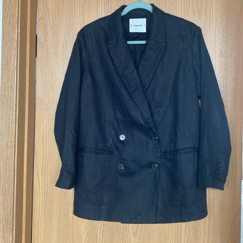 Everlane THE LINEN DOUBLE BREASTED BLAZER Black